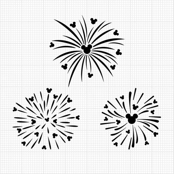 Fireworks, Mickey Mouse Ears Head, Firework, Svg and Png Formats, Cut, Cricut, Silhouette, Instant Download