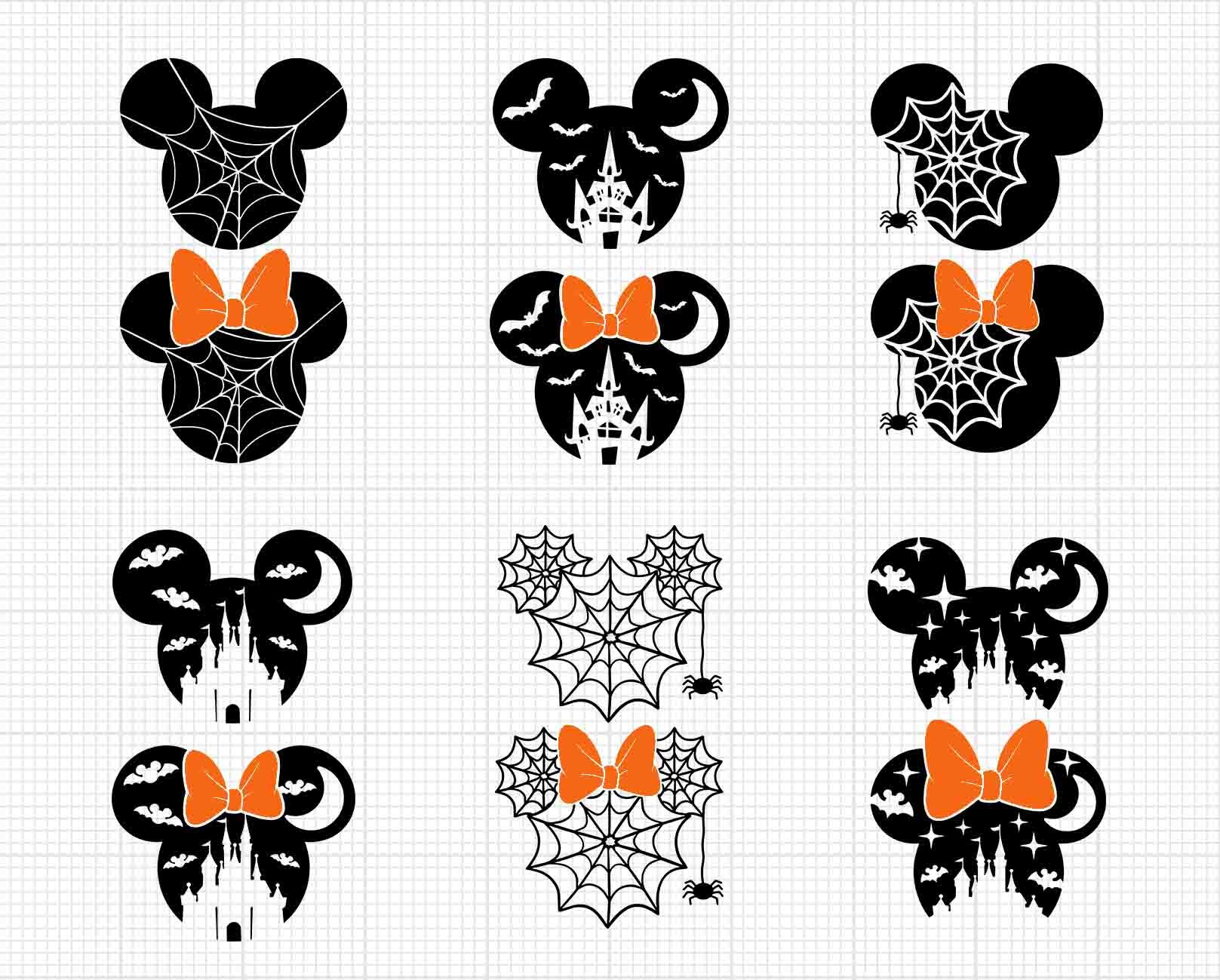 Halloween Bundle Mickey Minnie Head Castle Bat Spider Svg - Etsy