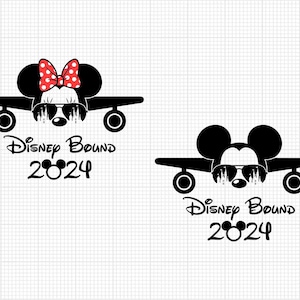 2024, Mickey Minnie Mouse, Ears Bow, Bound, Airplane, Travel, Trip, Vacation, Family, Svg and Png Formats, Cut, Cricut, Silhouette, Download