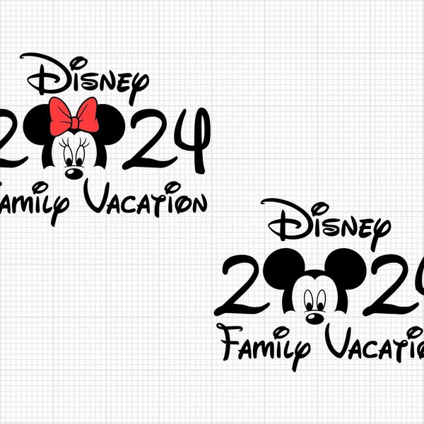 Family Vacation 2024, Mickey Minnie Head, Family Trip, Svg and Png Formats, Cut, Cricut, Silhouette, Instant Download