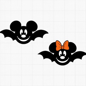 Halloween, Nietoperz, Głowa Myszki Miki, Nietoperze, Formaty Svg i PNG, Cięcie, Cricut, Sylwetka, Natychmiastowe pobieranie