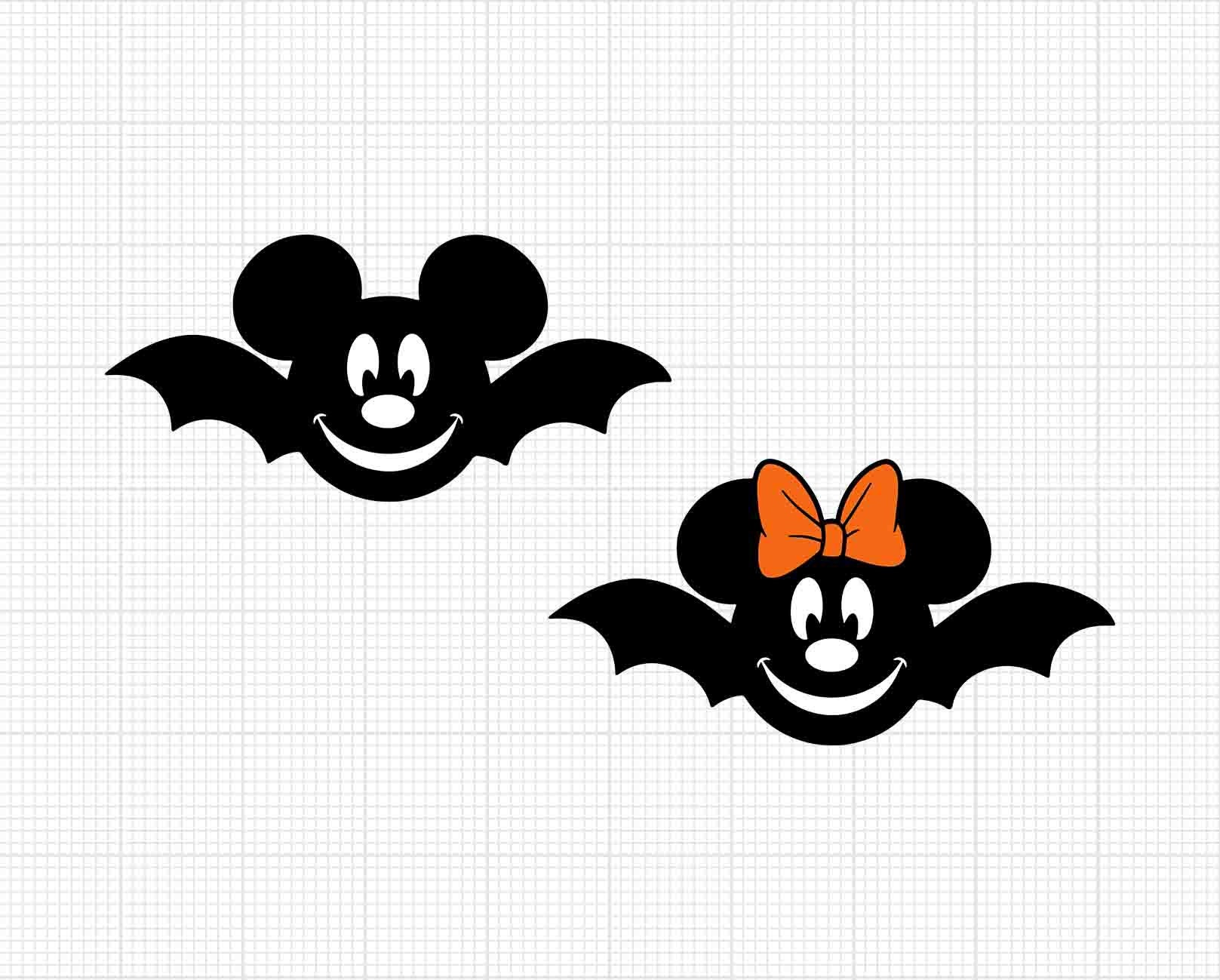Halloween Bat Mickey Minnie Head Bats Svg and Png Formats - Etsy