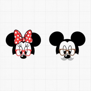 Família, cabeça de Mickey Minnie, vovó vovô, bigode de óculos, formatos Svg e Png, corte, cricut, silhueta, download instantâneo