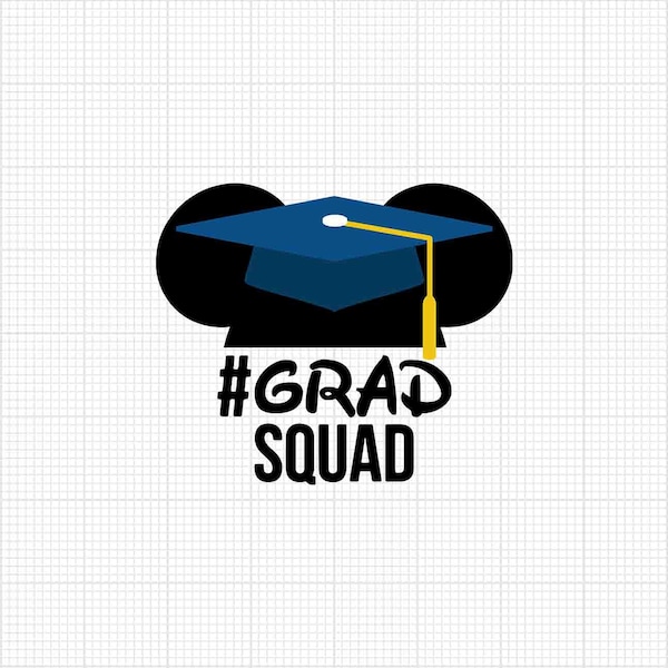 Grad Squad, Graduation Cap, Mickey Mouse, Svg and Png Formats, Cut, Cricut, Silhouette, Instant Download