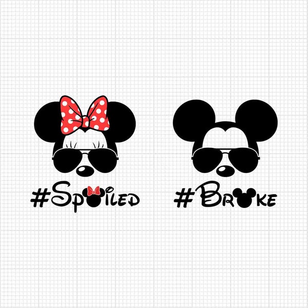 Broke and Spoiled, Family, Mickey Minnie Mouse, Sunglasses, Matching, Couple, Svg and Png Formats, Cut, Cricut, Silhouette, Instant Download