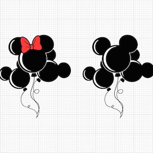 Ballons, Mickey Minnie Mouse Bow, Balloon, Svg et Png Formats, Cut, Cricut, Silhouette, Téléchargement instantané