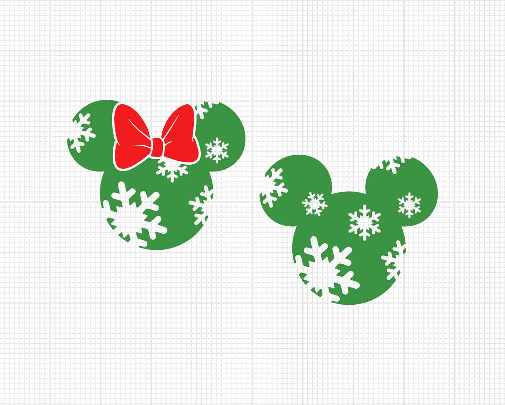 Christmas 2023 Mickey Minnie Head Snowflakes Svg and Png Etsy