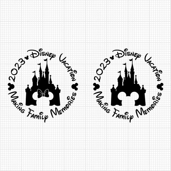Making Family Memories, 2023, Mickey Minnie Mouse, Castle, Vacation, Trip, Ears Head, Svg Png Dxf Formats, Cut, Cricut, Silhouette