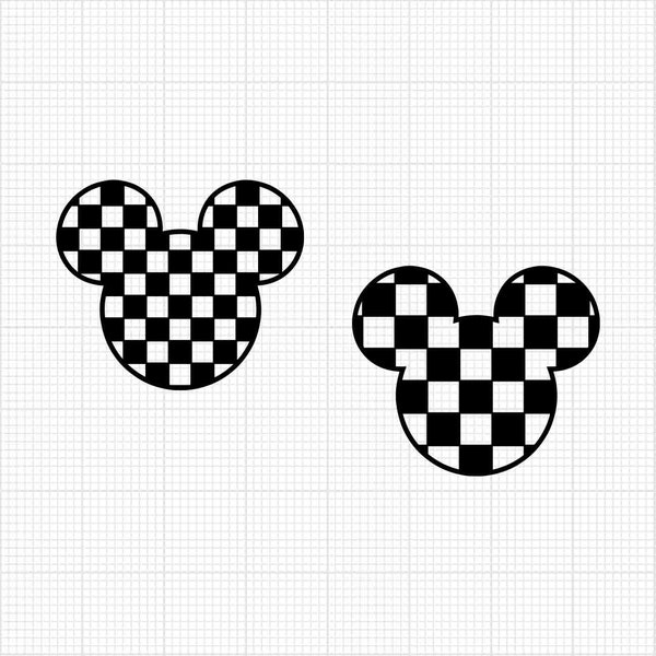 Checkered Mickey Mouse, Movie, Retro, Ears Head, Svg Png Dxf Formats, Cut, Cricut, Silhouette