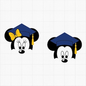 Graduation Cap, Mickey Minnie Mouse, Svg en Png formaten, Cut, Cricut, Silhouet, Instant Download