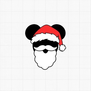 Christmas Santa Hat, Mickey Mouse, Weihnachtsmann, Bart, Mustache, Svg und Png Format, Cut, Cricut, Silhouette, Sofort Download