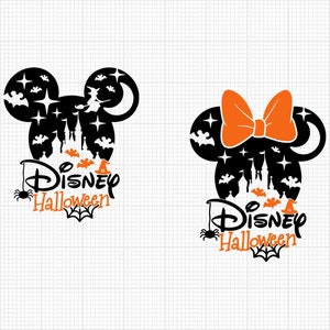 Halloween, Mickey Minnie Head, Castle, Bat, Spider, Svg et Png Formats, Cut, Cricut, Silhouette, Téléchargement instantané