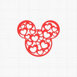 Amor, Día de San Valentín, Mickey Mouse, Corazones, Orejas, Emparejamiento, Pareja, Formatos SVG y Png, Corte, Cricut, Silueta, Descargar Instantáneo