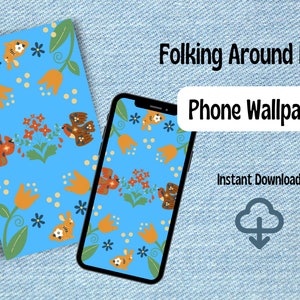 Folking Around in Teal Phone Wallpaper