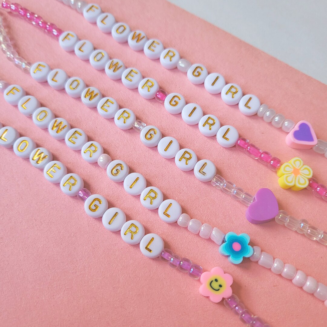 Personalized Flower Girl Beaded Bracelet for Children Flower Girl
