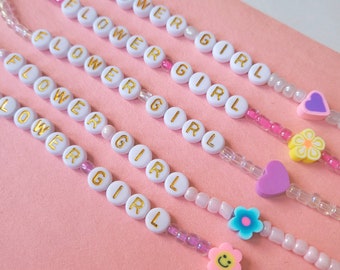 Personalized Flower Girl Beaded Bracelet for Children | Flower Girl Proposal Bracelet | Wedding Girl Gift | Flower Girl Gift