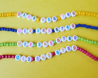 Personalized Emergency Phone Number Bracelet for Children | Stretchy Beaded Bracelet