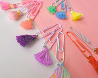 Tassel Paper Clip | Charm or Accessory for Journaling, Planner, Scrapbooking | Bookmark, Page Marker | School Supplies