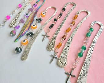 Beaded Charm Bookmark | Metal Shepherd Hook, Book Lover Gift