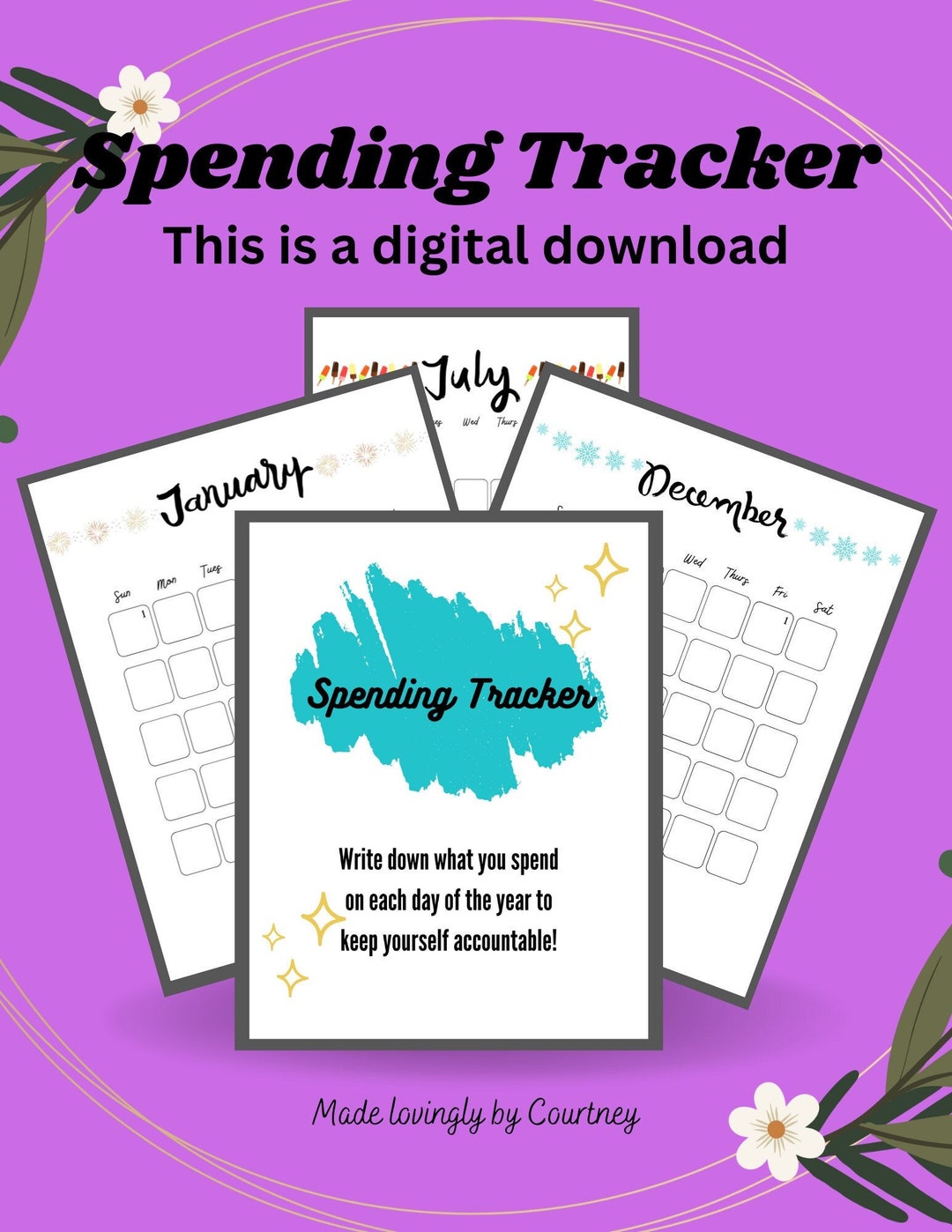 Simple Monthly Spending Tracker Printable PDF Digital - Etsy