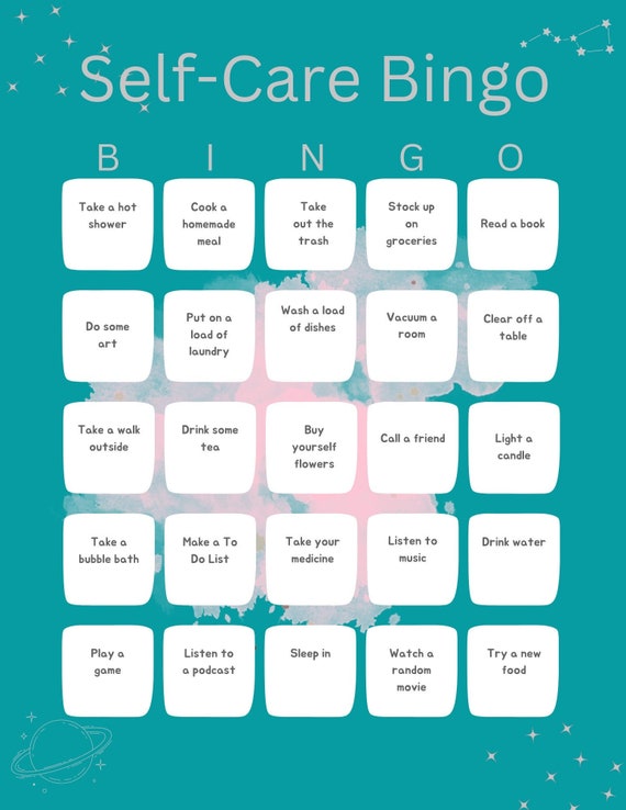 Self Care Bingo Printable Etsy