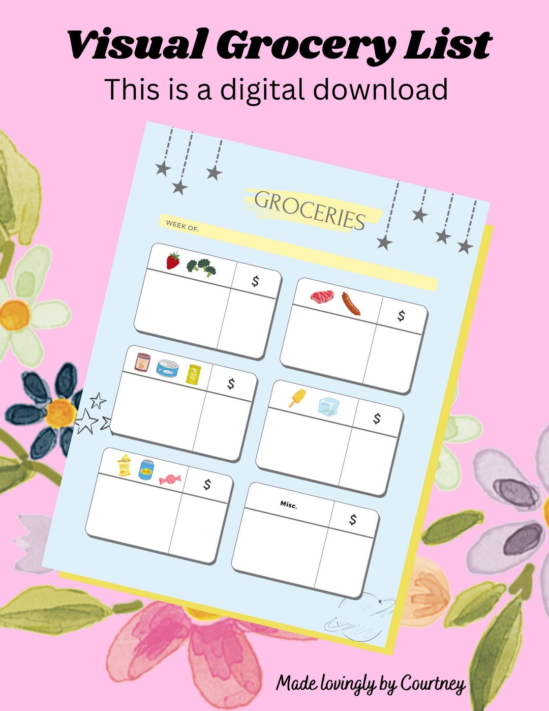 Printable Grocery List Cosmic Visual Grocery List - Etsy