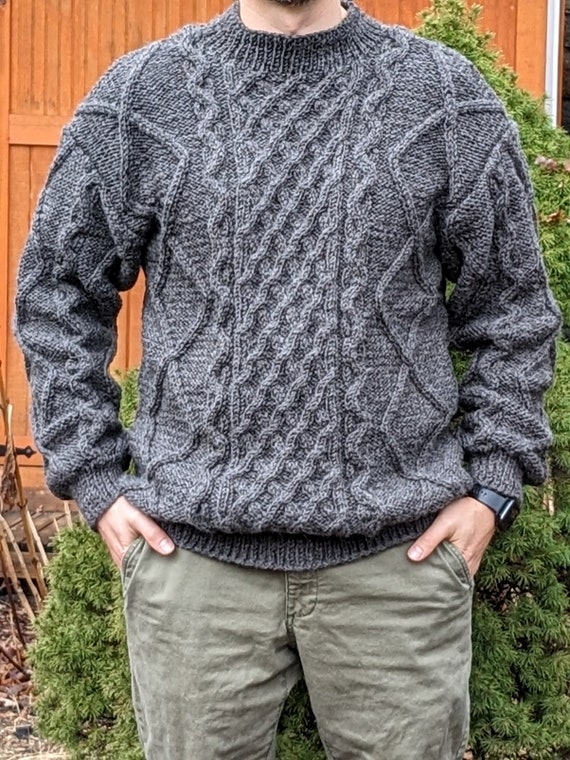 Men s Handknit Sweater Made From Yak Wool size M L Etsy