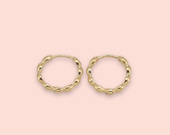 18K Gold Plated Twisted Hoop Huggie Earrings