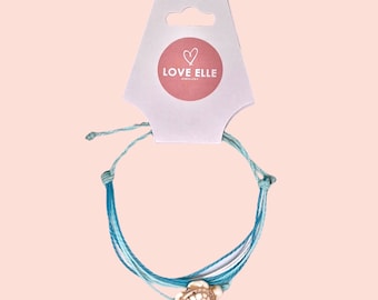 Teal turtle charm wax string bracelet! Save the Ocean!