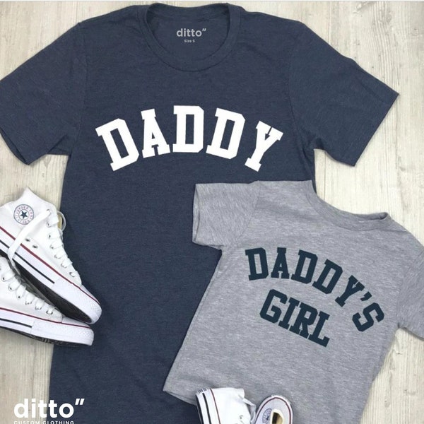 Daddy & Daddy's Girl College Matching T-Shirts, Father's Day t-shirts, Printed Personalised T shirt, for dad, Dad and Daddy's Daughter, gift