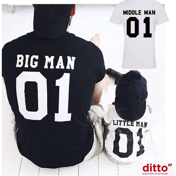 Big Man/Little Man/Middle Man Daddy & Son Matching Tees, Father's Day t-shirts, Personalised T shirt for dad, Dad and son, Christmas Gift