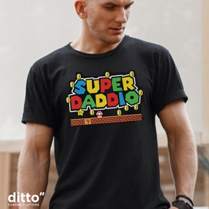 New Super Daddio Mario Game T-Shirt Men's Fathers Day Gift Tee Shirt Top Daddy Dad | Gift for Dad | Novelty Personalised Printed T-shirt