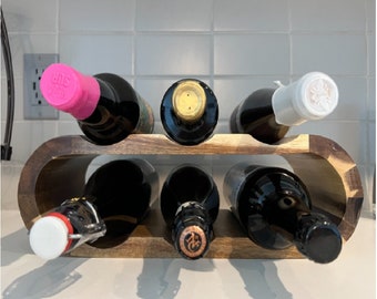 Portable Tabletop Wine Holder Hold 4 Bottles No Assembly Required Olive Green NEX Rustic Wood Countertop Wine Rack 