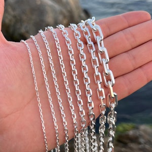 925 Sterling Silver Anchor Chain Necklace , Handmade  Cable Link Chain, Chain For Pendant, Solid Silver Chain, For Men & Women, Unisex Chain