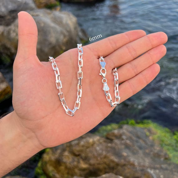 Buy 925 Sterling Silver Anchor Chain Necklace , Handmade Cable