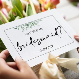 Tarjetas imprimibles de propuesta de damas de honor y damas de honor hechas a pedido descargar