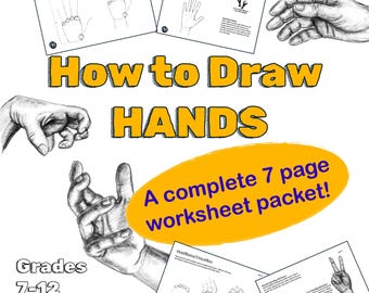 Hand Drawing Practice Worksheets for Highschool Drawing Class, How to Draw Hands step-by-step
