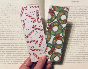 Candy Cane/Wreaths Double Sided Seasonal Christmas Bookmark