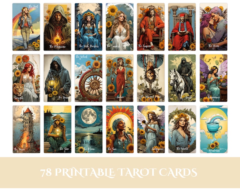 Printable TAROT Cards Digital 78 Card Tarot Deck -tarot Size - Beginner ...