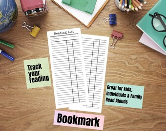 Library Card Bookmark Reading List Tracker
