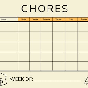 Weekly Kids Chore Chart
