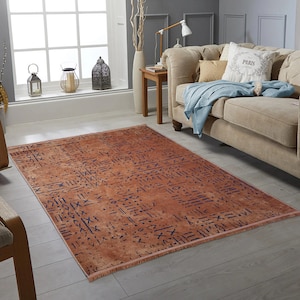 Orange Chenille Kilim, Custom Size Kilim For Living Room, Custom Size Runner Rug For Corridor Hallway Kitchen Bathroom