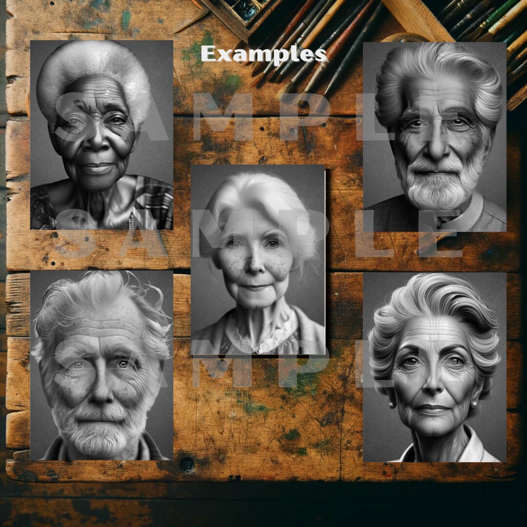 50 Portraits of Old Age Coloring Book Digital Coloring Book - Etsy