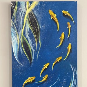 Blue - Tableau vertical étroit - Peinture sur toile abstraite fait main