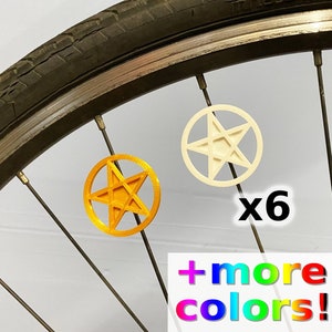 6x Pentagram Bike Spoke Decorations, witchy bicycle decorations, spooky bike accessories, gifts for the witch on the go