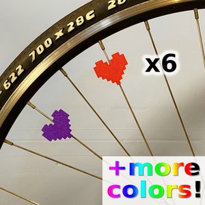 6x Heart Bike Spoke Decorations, valentines bicycle decorations, cute bike accessories, heart themed bike parts