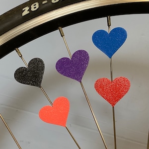 6x Heart Bike Spoke Decorations, valentines bicycle decorations, cute bike accessories, heart themed bike parts