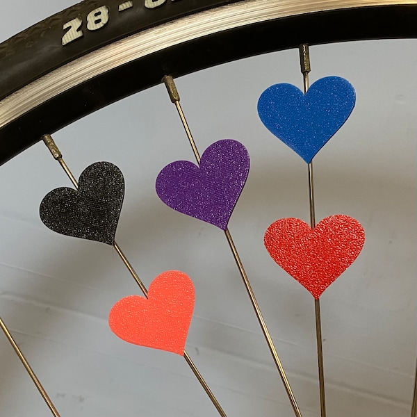 6x Heart Bike Spoke Decorations, valentines bicycle decorations, cute bike accessories, heart themed bike parts