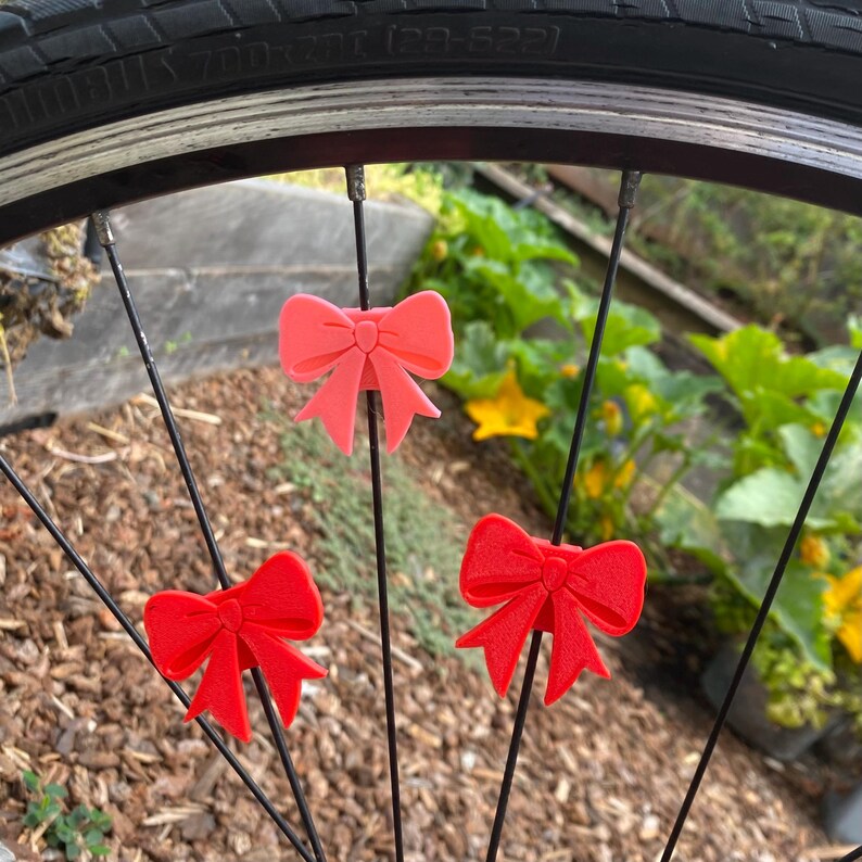 6x Ribbon Bow Bike Spoke Decorations, girly bicycle decorations, cute bike ribbon accessories, ribbon and bow themed bike parts for cyclist image 3