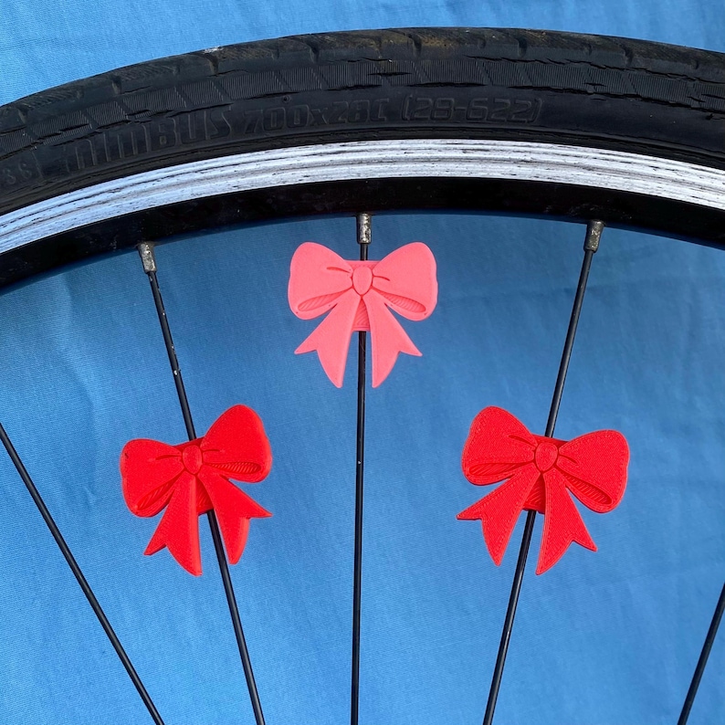 6x Ribbon Bow Bike Spoke Decorations, girly bicycle decorations, cute bike ribbon accessories, ribbon and bow themed bike parts for cyclist image 5